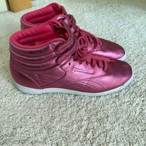 Reebok Women's Pink Metallic High-Top Sneakers Size 10